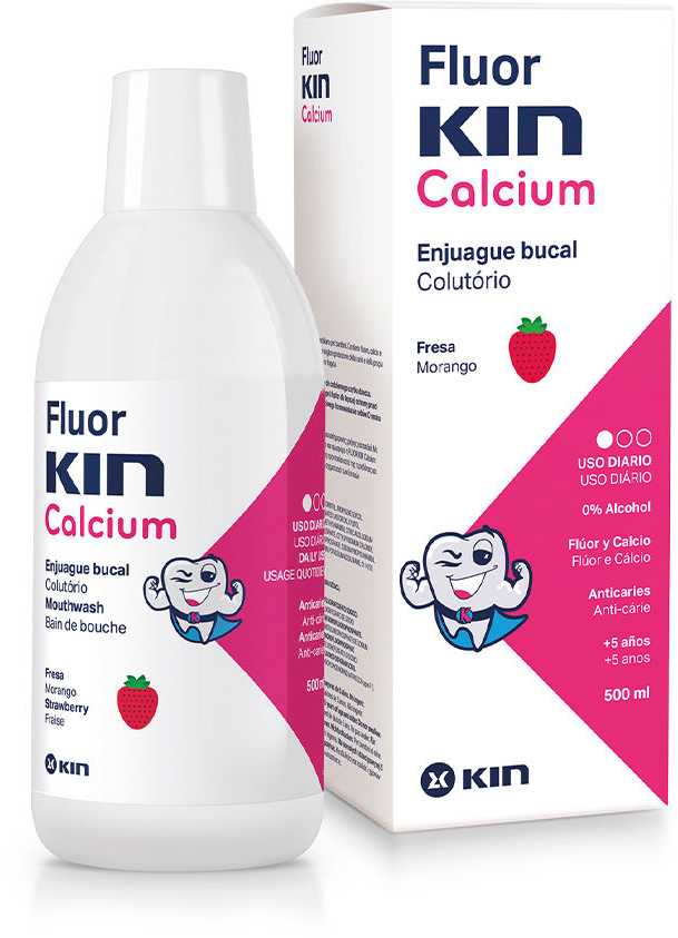 Kin Fluorkin Kalcio burnos skalavimo skystis braškių skonio 500ml