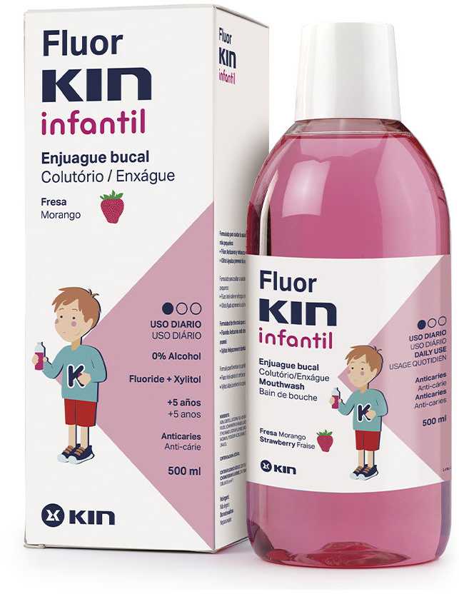 FLUORKIN INFANTIL anti-cavity mouthwash #strawberry 500 ml