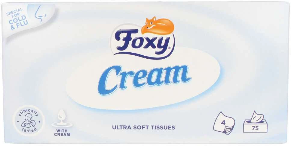 Foxy FOXY Kremas servetėlės su drėkinamuoju kremu 76 vnt.