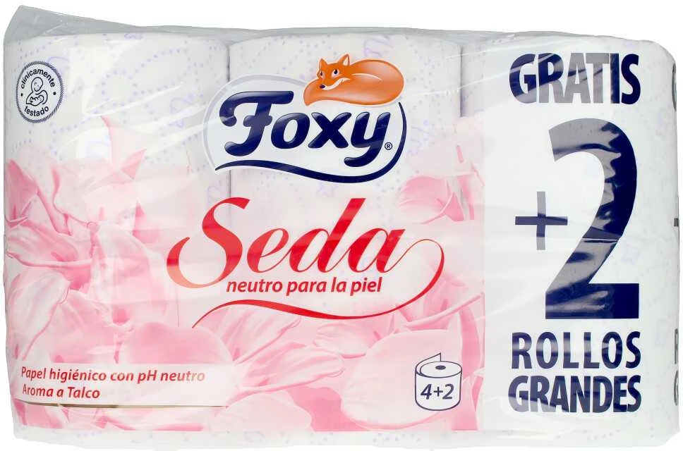 "Foxy Silk" šilkinis tualetinis popierius 3 sluoksniai 4 + 2 ritinėliai