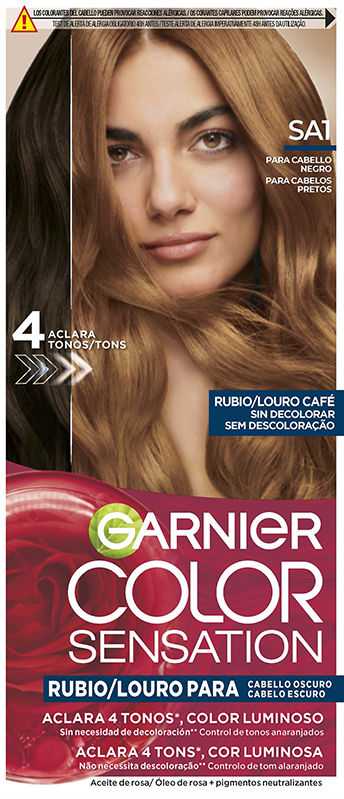 Garnier Color Sensation Tinte Rubio Luminoso Sin Decoloración Para Cabello Oscuro Louro Café 5 U