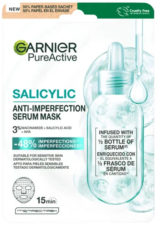 Garnier Grynas aktyvus salicilo rūgšties serumo kaukė nuo odos defektų 1 vnt.