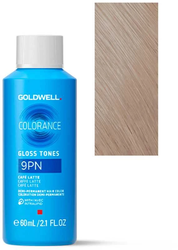 Goldwell Colorance 9PN plaukų dažų buteliukas su spalvos pavyzdžiu