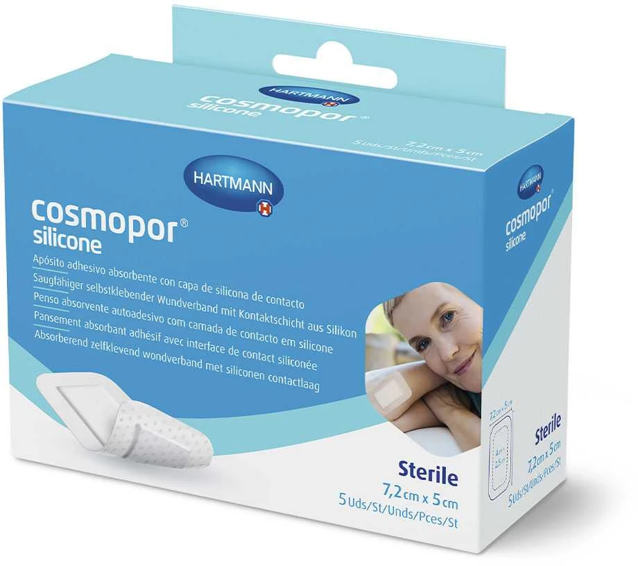 Hartmann Kaukė Cosmopor Silikoninė 7,2x5cm 5 Vienetų