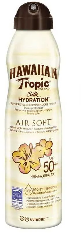 "Hawaiian Tropic" šilko drėkinimas "Air Soft" apsauginė migla nuo saulės Spf50+ 220ml