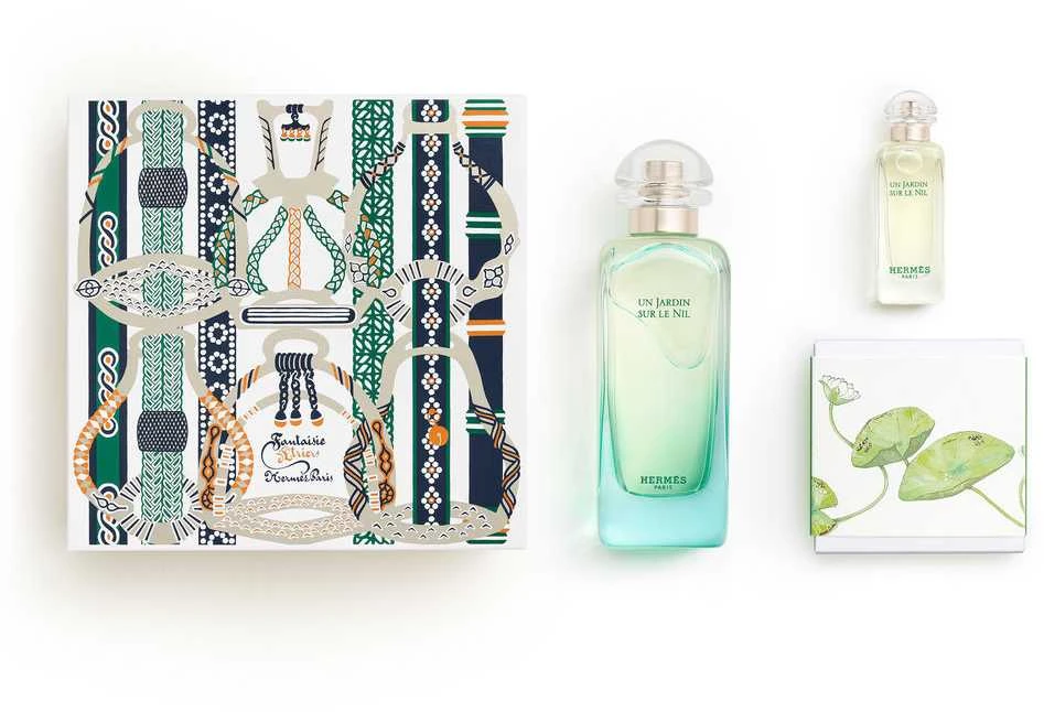 Hermes Un Jardin Sur Le Nil EDT rinkinys Unisex (EDT 100 ml + EDT 7,5 ml + parfumuotas muilas 50 g)