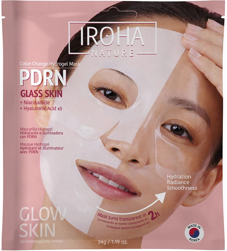 Iroha Nature Pdrn Glass Skin Color Change Hydrogel Mask 1 U