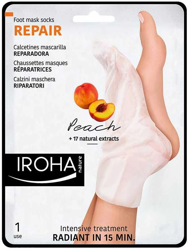 Kaukė pėdoms Iroha Repairing Peach Foot Socks su persikų ekstraktu, 1 pora
