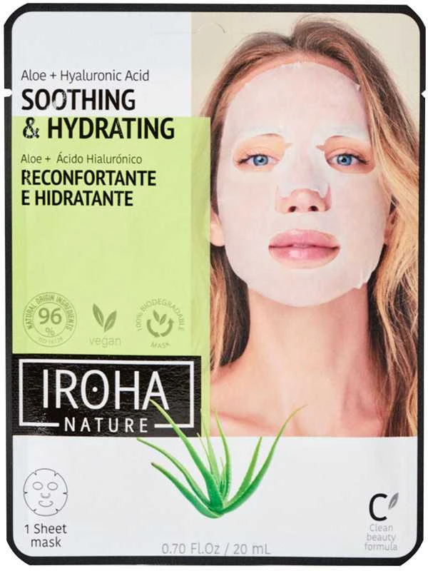 Veido kaukė Iroha Nature Soothing & Hydrating, su alaviju ir hialurono rūgštimi, 20 ml