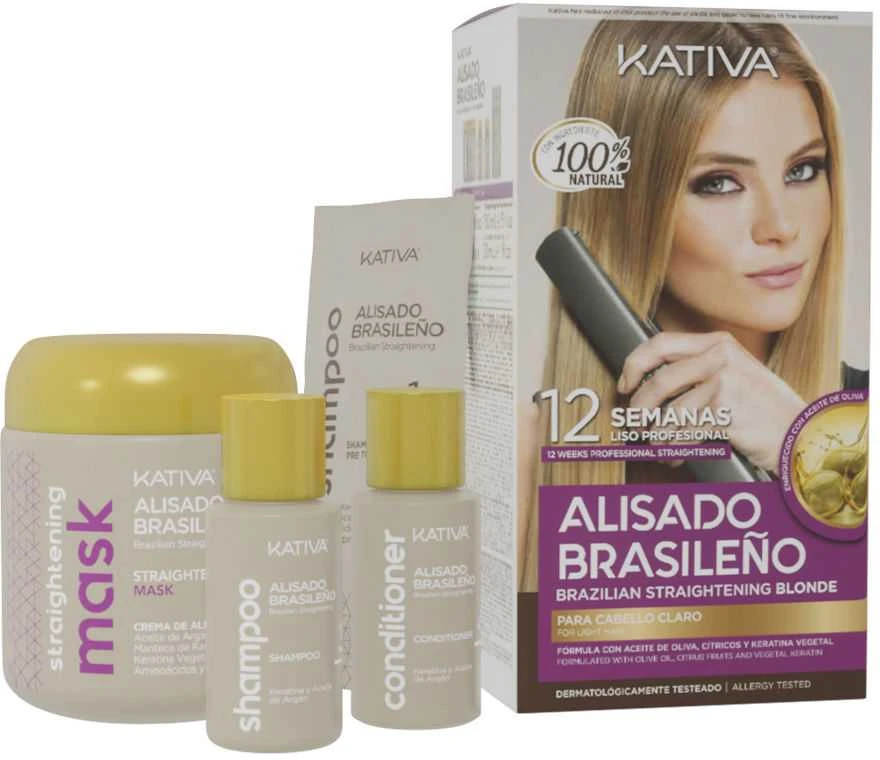 Kativa Brazilian Straightening Skirtas šviesiems plaukams plaukų tiesinimo priemonė šviesiem plaukam