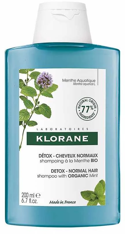 Klorane Aqua Mint Detox Šampūnas mėtų detoksikuojantis šampūnas 200ml