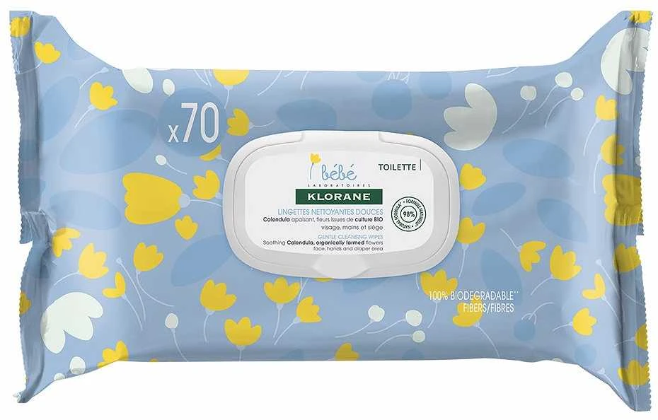 "Klorane Baby 70" švelnios valomosios servetėlės