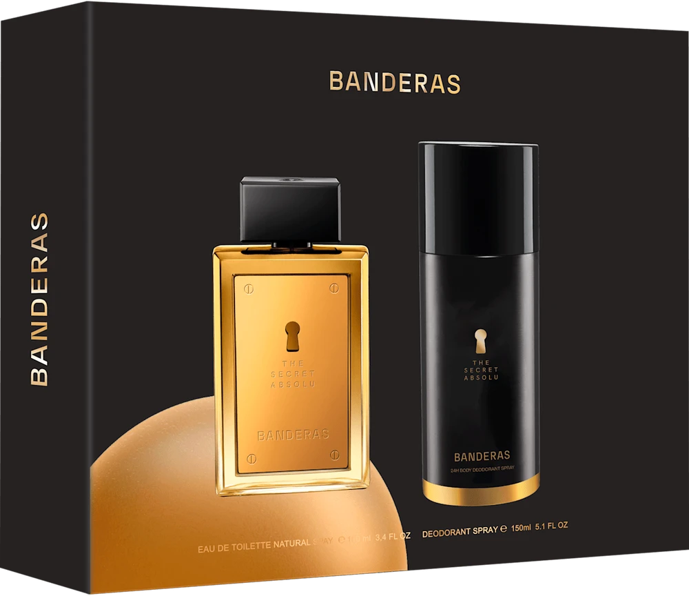 Kvepalų rinkinys vyrams Antonio Banderas The Secret Absolu (EDP, 100 ml + purškiamas dezodorantas, 150 ml) aprašymas - Prekės nuotrauka