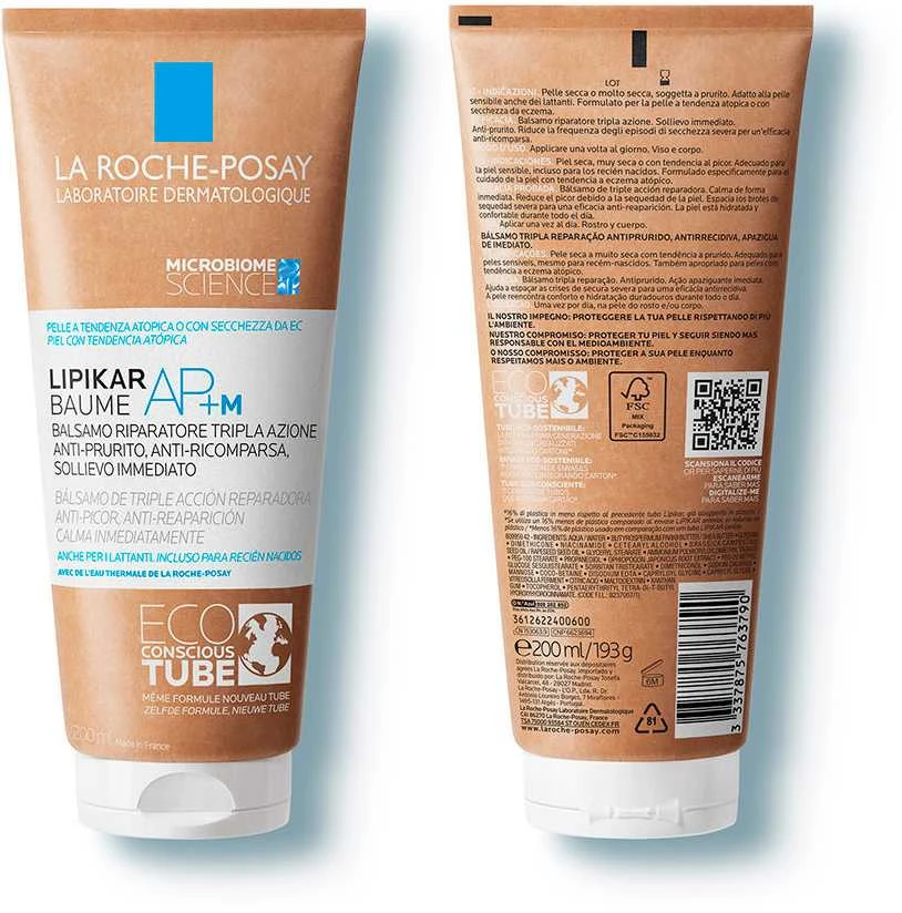 La Roche-Posay Lipikar AP+ M veido ir kūno balzamas, eko pakuotė, 200 ml