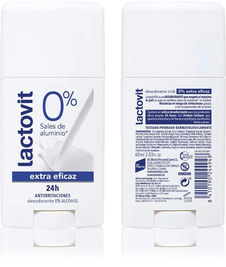 Lactovit Original dezodorantas priekis ir galinė etiketė