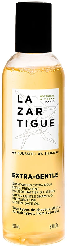 Lazartigue Extra-Gentle veganiškas plaukų šampūnas, švelnus valomasis, 200 ml