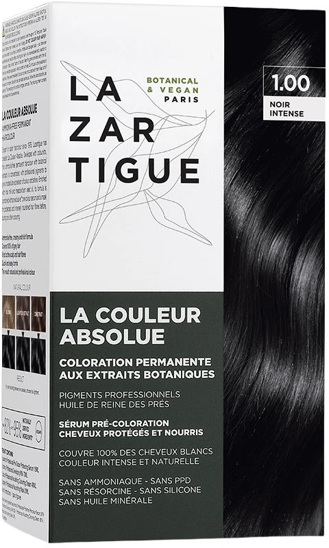 Lazartigue La Couleur Absolue Permanent Hair Dye 1.00 Intense Juodas, 143 ml