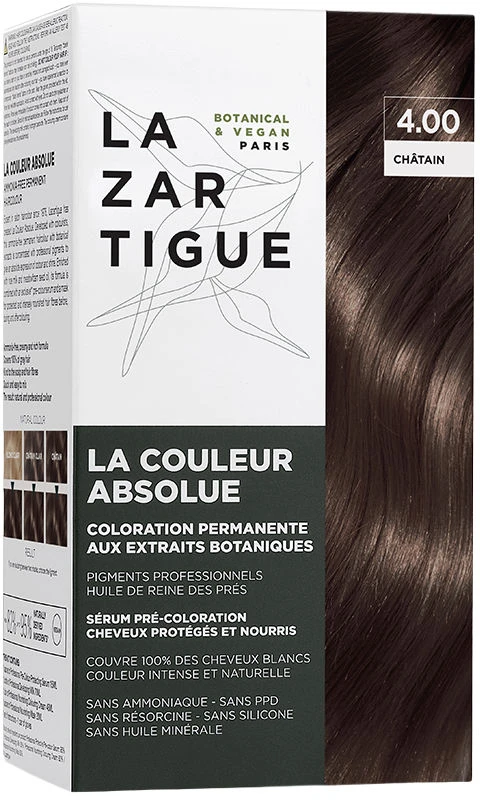 Lazartigue La Couleur Absolue Permanent Hair Dye 4.00 Chocolate Chestnut, 143 ml