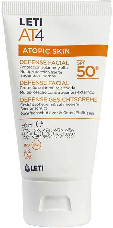 "Leti At4 Defense Facial Spf50+" veido apsauginis kremas nuo UV spindulių 50ml