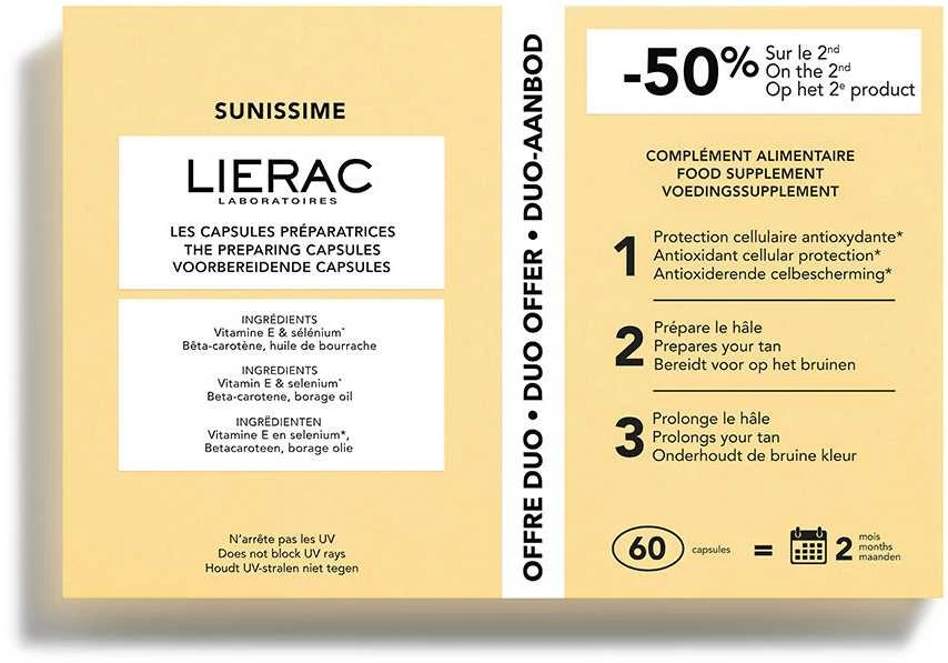 Lierac Sunissime Bronceado maisto papildas saugiam buvimui saulėje 2 x 30 vnt kapsulių