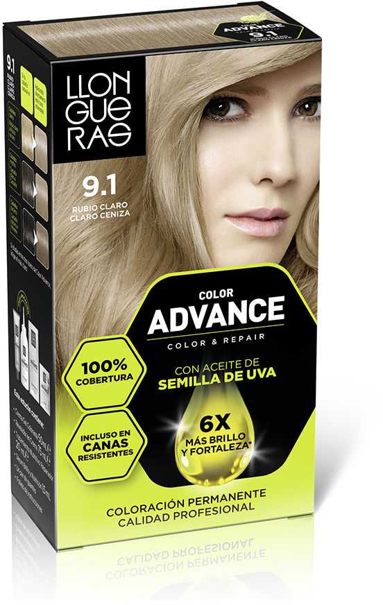 Llongueras Color Advance 9,1-Rubio Claro Claro Ceniza 1 U
