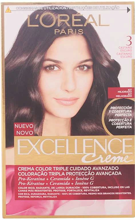 L'Oreal Excellence tamsiai kaštoninių dažų pakuotė