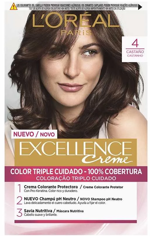 L'Oreal Excellence rudi plaukų dažai nr. 4 pakuotė