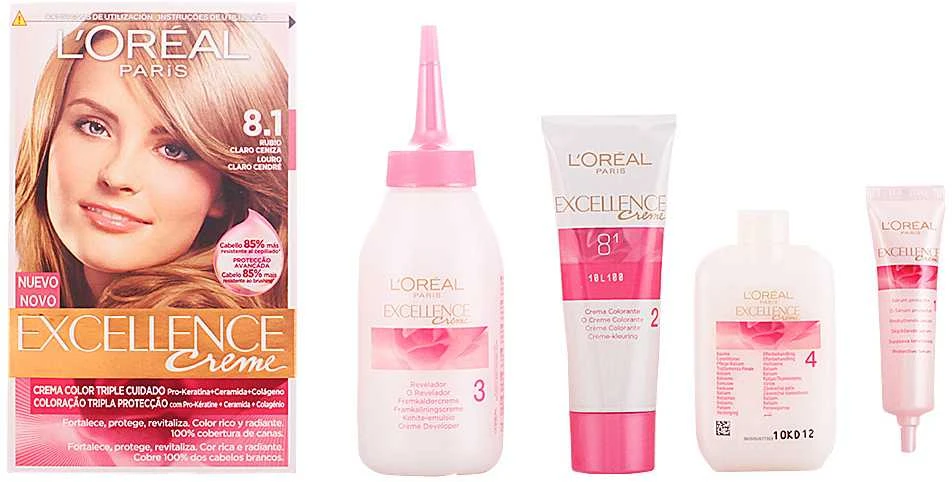 L'Oreal Excellence dažai 8.1 - visas plaukų dažymo rinkinys