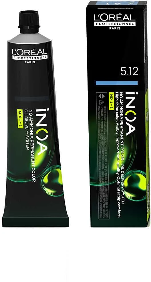 L'oreal Inoa 5,12 dažų tūbelė ir pakuotė