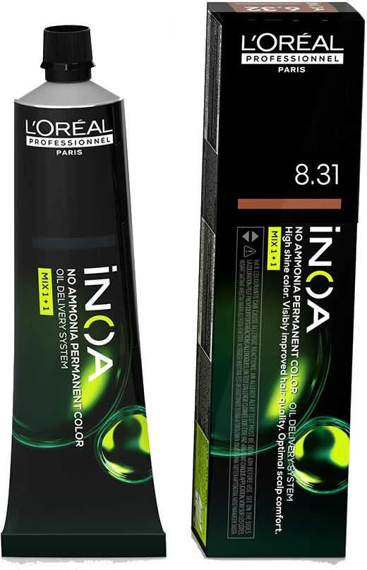 L‘Oreal Professionnel iNOA plaukų dažai | spalva: 8.31 - Light Golden Ash Blonde, 60 ml