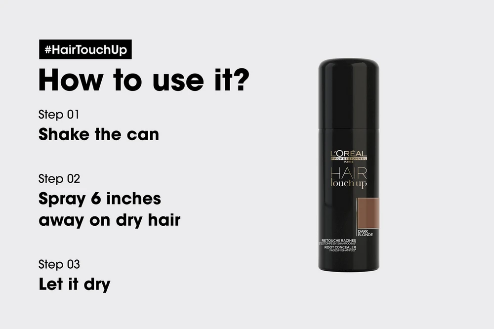 Purškiami dažai ataugusioms plaukų šaknims maskuoti  L'oreal Professionnel Hair Touch Up, tamsiems blondiniškiems plaukams,  75 ml