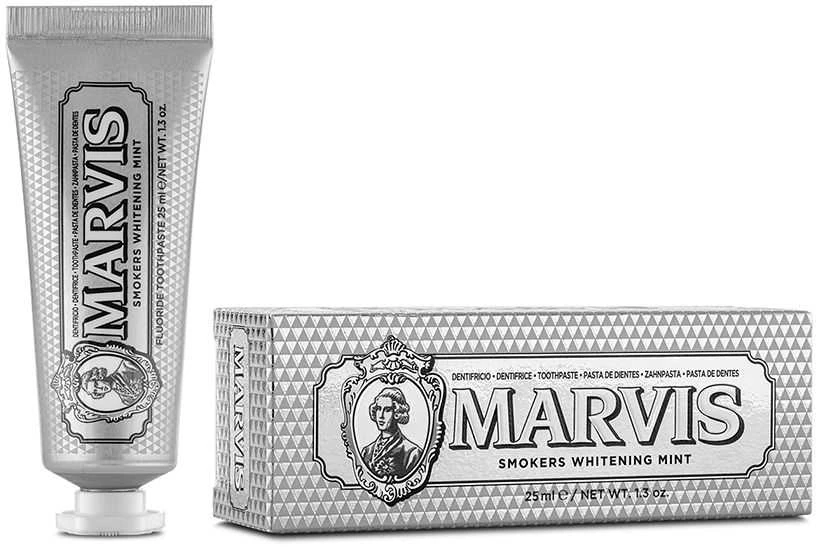 Marvis Smokers Whitening Mint Balinanti dantų pasta rūkantiems, 25 ml