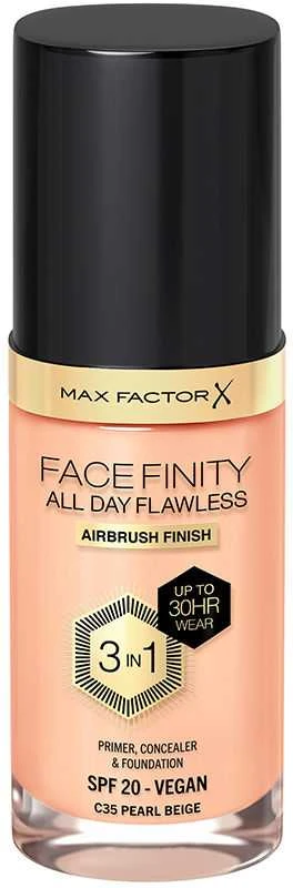 "Max Factor Facefinity 3in1 Primer, maskuoklis ir makiažo pagrindas 35-Pearl rusvai gelsvas" 30ml