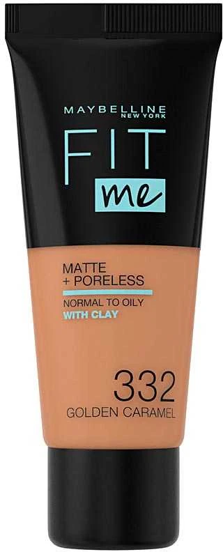 „Maybelline Fit Me Matte + Poreless Foundation“ makiažo pagrindas, 332 Golden Caramel, 30 ml