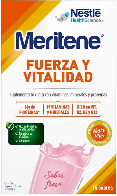 Meritene Active Senior Nutrition Braškių skonio kokteilis 15 vnt