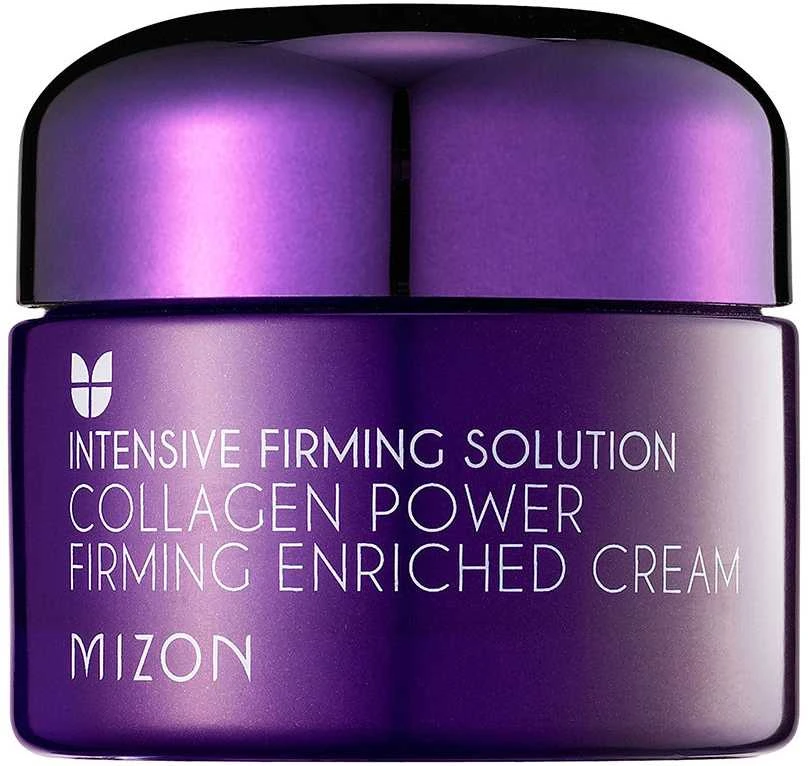Mizon Stangrininamasis kremas, kurio sudėtyje yra 54 % jūrinio kolageno (Collagen Power Firming Enriched Kreminis), 50 ml