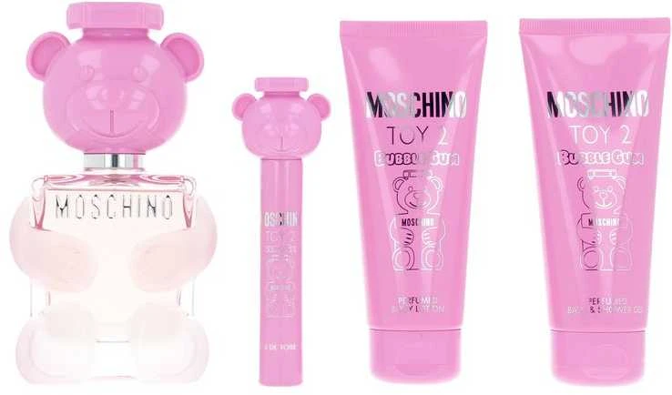 Moschino Toy 2 Bubble Gum rinkinys moterims (EDT, 100 ml + dušo želė, 100 ml + kūno losjonas,100 ml + EDT miniatiūra, 10 ml)