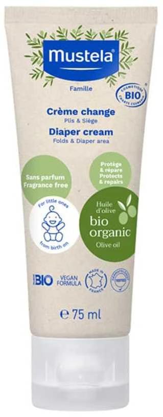 Mustela Organic Diaper Kreminis, 75 ml
