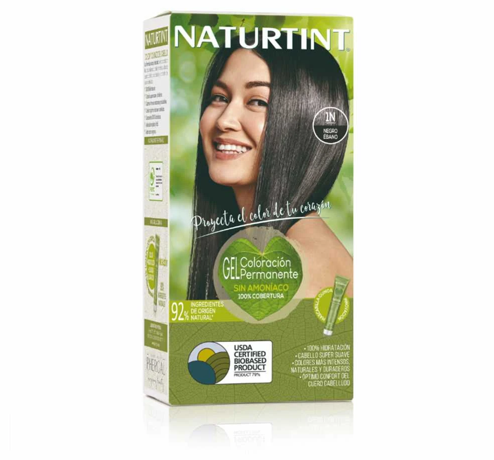 Naturtint 1N juodi plaukų dažai, pakuotė