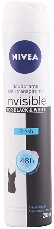 Nivea Invisible purškiklis 200ml su juodos ir baltos spalvų dizainu