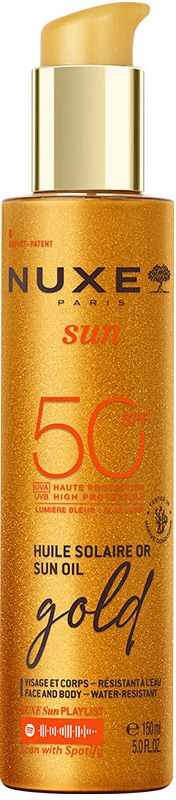 „Nuxe Sun“ itin stiprios apsaugos auksinis aliejus nuo saulės SPF50, 150 ml