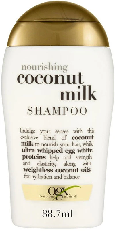 OGX maitininantis + Coconut Milk Šampūnas drėkinamasis šampūnas su kokosų pienu 88,7 ml