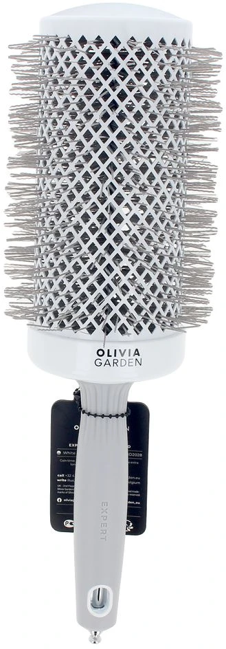 Olivia Garden Expert Blowout Speed Round Banguoti šereliai Baltas & Pilkas 65 mm
