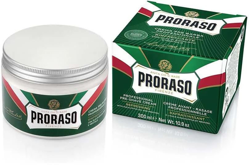 Proraso Green Line Pre-Shave Cream Gaivinantis kremas prieš skutimąsi su eukaliptu, 300 ml