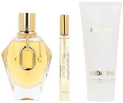 Paco Rabanne Rabanne Million Gold For Her Parfum Purškiklis, 90 ml rinkinys 3 vnt.
