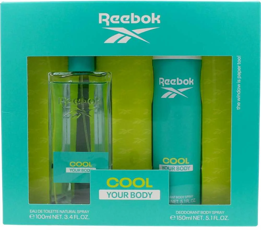 Reebok Cool Your Body rinkinys moterims (EDT, 100 ml + purškiamas dezodorantas, 150 ml)