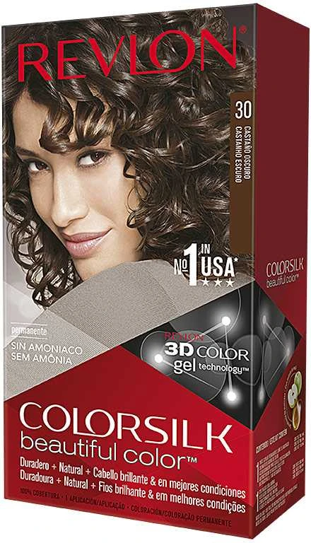 Revlon Colorsilk tamsiai ruda plaukų dažų pakuotė