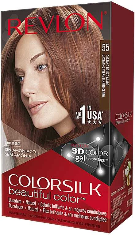 Plaukų dažai "Revlon Colorsilk" be amoniako 55 Šviesiai rausvai ruda