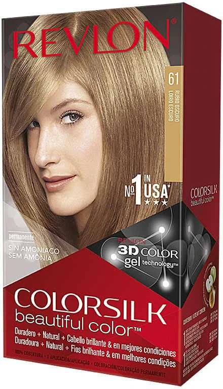 Plaukų dažai "Revlon Colorsilk" be amoniako 61 tamsiai šviesi spalva