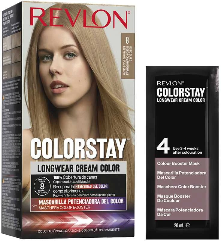 "Revlon Colorstay"ilgalaikiai kreminiai dažai 8-Light Skirtas šviesiems plaukams